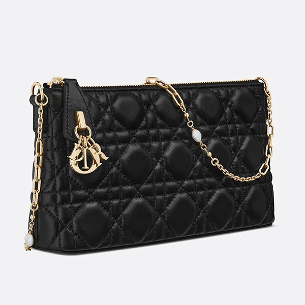 Túi Đeo Vai Nữ Miss Dior Midi Mini Bag Black Cannage Lambskin Màu Đen