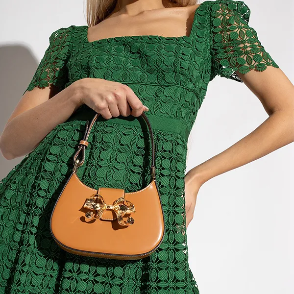 Túi Đeo Vai Nữ Self-Portrait Bow Detail Leather Shoulder Bag Màu Nâu - Túi xách - Vua Hàng Hiệu