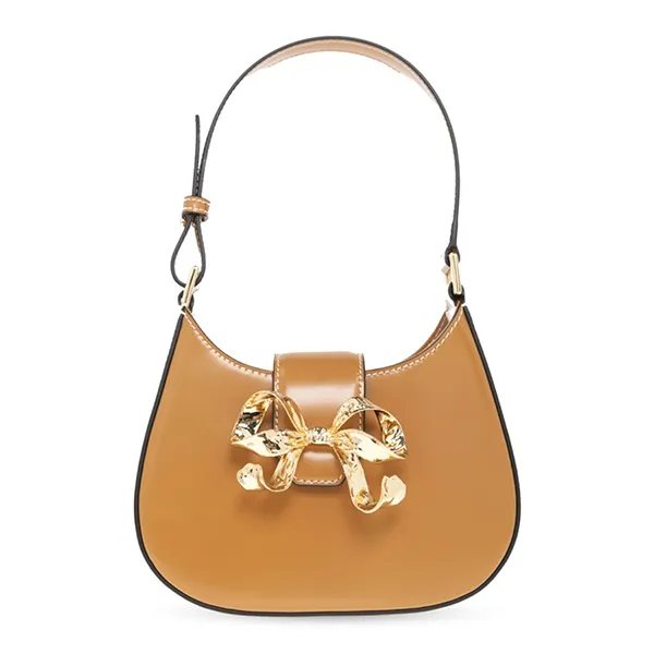 Túi Đeo Vai Nữ Self-Portrait Bow Detail Leather Shoulder Bag Màu Nâu - Túi xách - Vua Hàng Hiệu