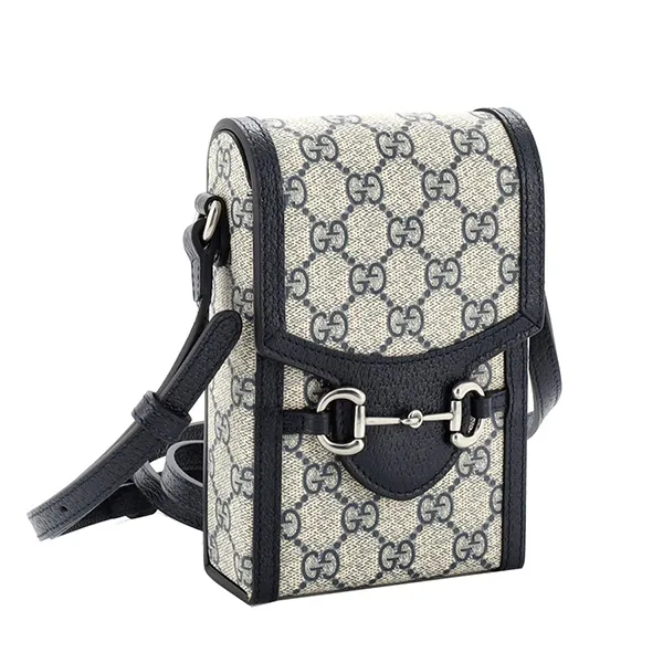 Túi Đựng Điện Thoại Gucci Horsebit 1955 Phone Box Mini Bag Màu Navy/Be