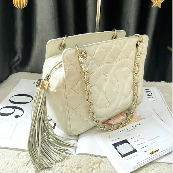 Túi Tote Nữ Chanel Coco Mark Chain Shoulder Bag Màu Trắng