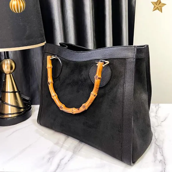 Túi Tote Nữ Gucci Bamboo Vintage Black Màu Đen
