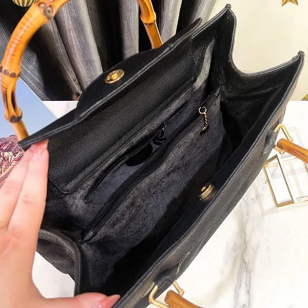 Túi Tote Nữ Gucci Bamboo Vintage Black Màu Đen