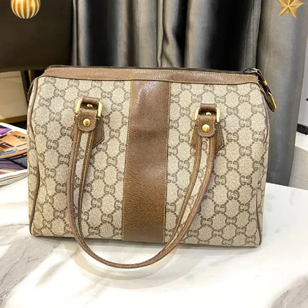 Túi Trống Nữ Gucci Plus Vintage Boston Bag Màu Nâu Be - Túi xách - Vua Hàng Hiệu