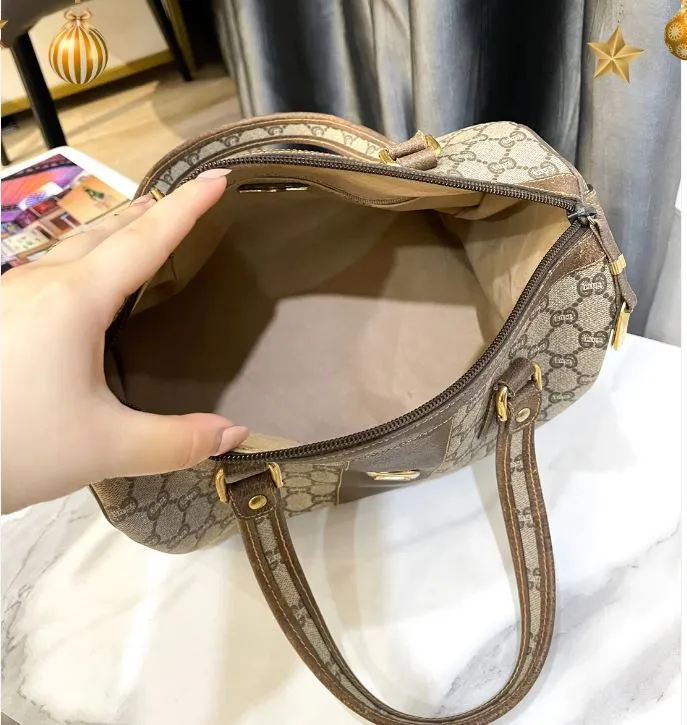 Túi Trống Nữ Gucci Plus Vintage Boston Bag Màu Nâu Be - Túi xách - Vua Hàng Hiệu