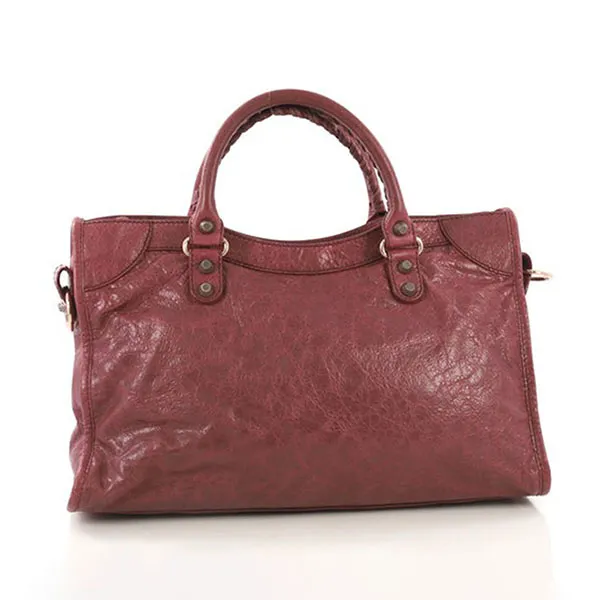 Túi Xách Nữ Balenciaga Red Leather Classic City Bag Màu Đỏ Mận