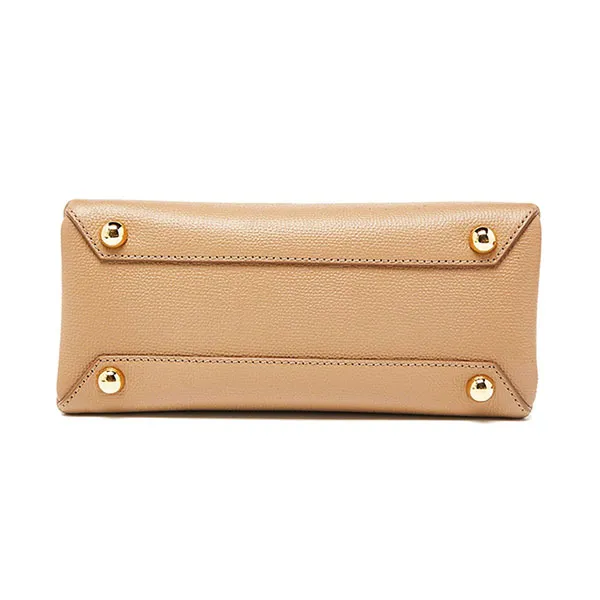 Túi Xách Nữ Burberry Beige Leather and House Check Fabric Small Banner Derby Màu Be