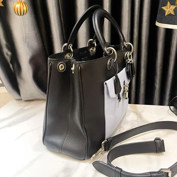 Túi Xách Nữ Dior Black Large Calfskin Lady Pocket Màu Đen Trắng - Túi xách - Vua Hàng Hiệu