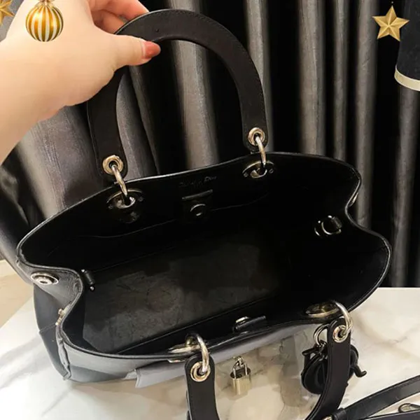 Túi Xách Nữ Dior Black Large Calfskin Lady Pocket Màu Đen Trắng - Túi xách - Vua Hàng Hiệu