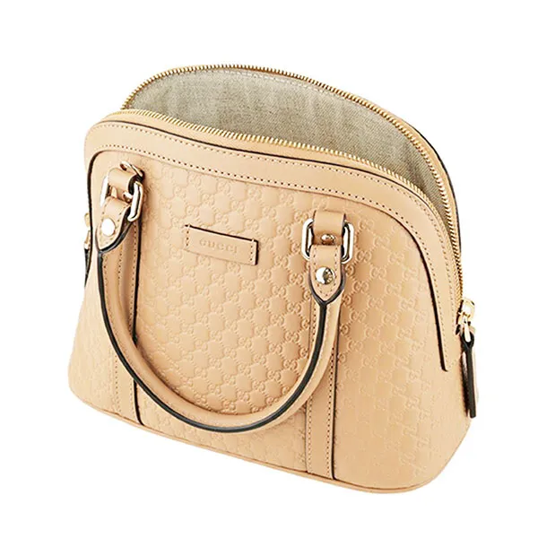 Túi Xách Nữ Gucci Micro Guccissima Small Dome Satchel Beige Màu Be