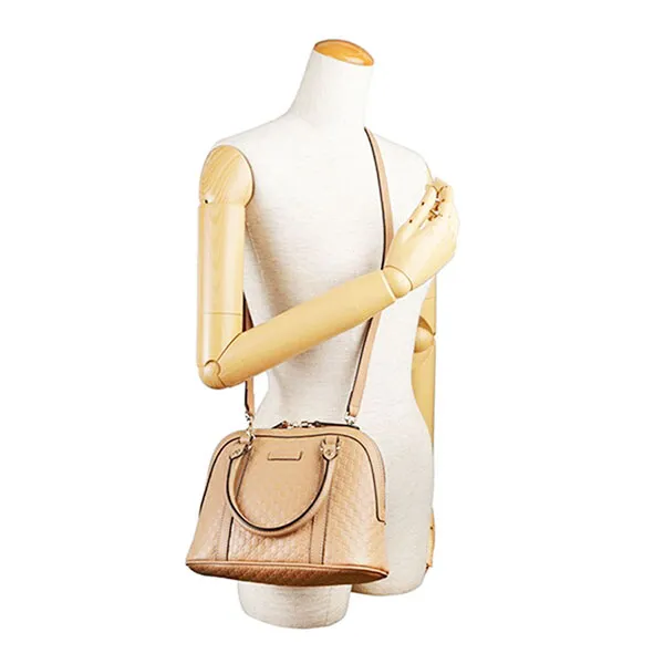 Túi Xách Nữ Gucci Micro Guccissima Small Dome Satchel Beige Màu Be