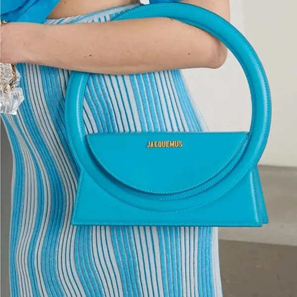 Túi Xách Nữ Jacquemus Le Sac Rond Leather Bag Màu Xanh Dương
