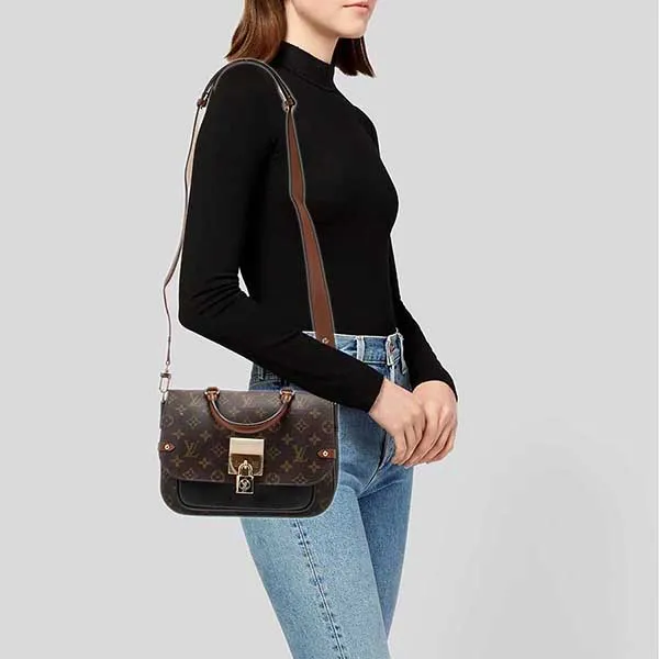 Túi Xách Nữ Louis Vuitton LV Brown/Black Monogram Canvas And Leather Vaugirard Bag Màu Nâu Đen