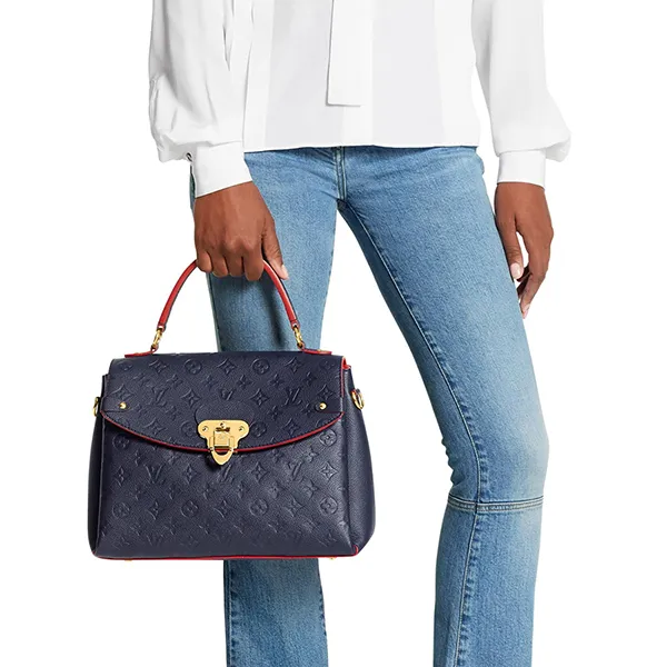 Túi Xách Nữ Louis Vuitton LV Georges 2way Shoulder Crossbody Bag M53945 Monogram Empreinte Màu Xanh Navy