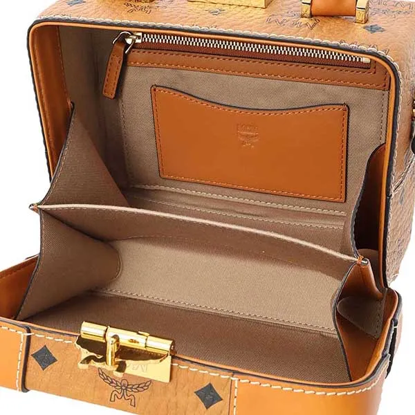 Túi Xách Nữ MCM Cognac Soft Berlin Visetos Small Crossbody Bag Màu Nâu