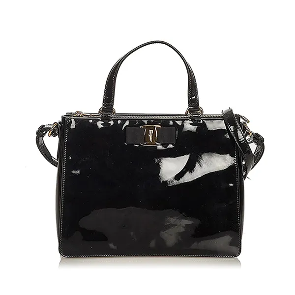 Túi Xách Nữ Salvatore Ferragamo Black Patent Leather Satchel Màu Đen - Túi xách - Vua Hàng Hiệu