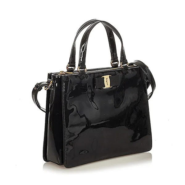 Túi Xách Nữ Salvatore Ferragamo Black Patent Leather Satchel Màu Đen - Túi xách - Vua Hàng Hiệu