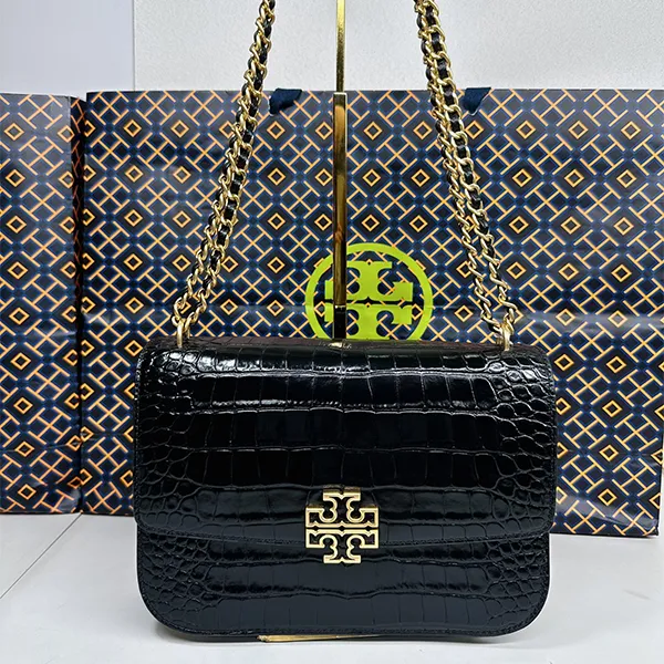 Túi Xách Nữ Tory Burch Britten Embossed Crocodile Adjustible Shoulder Bag Màu Đen - Túi xách - Vua Hàng Hiệu