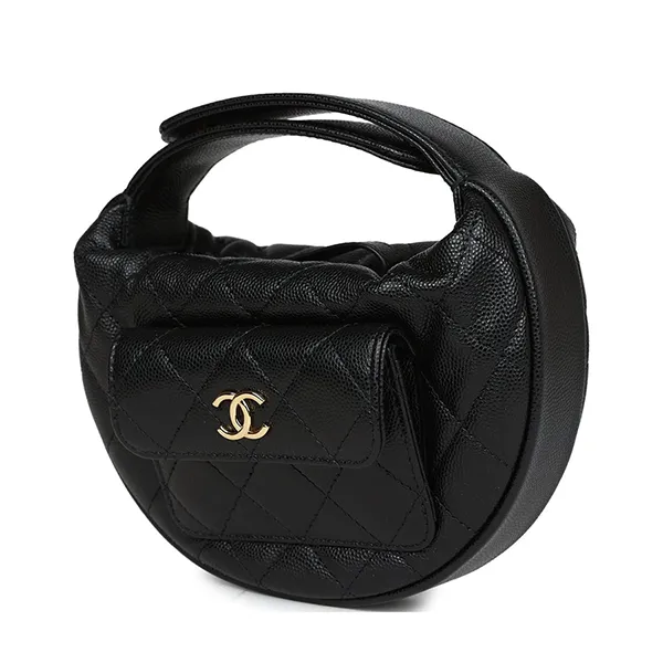 Túi Xách Tay Nữ Chanel Hobo Pouch Bag Black Caviar Gold Hardware Màu Đen