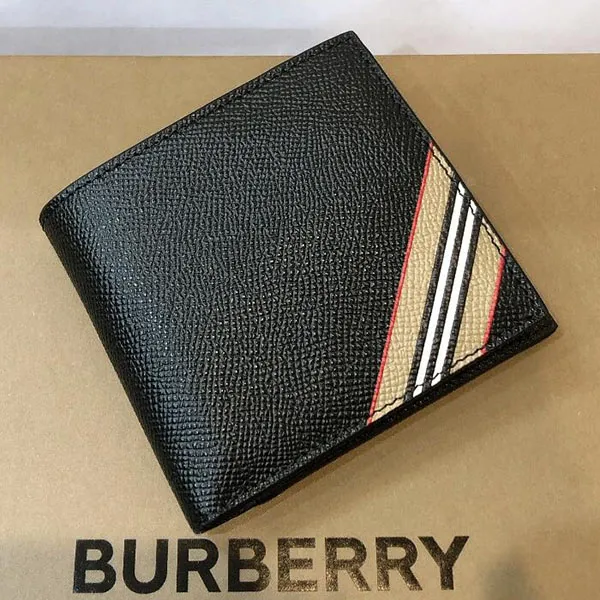 Ví Nam Burberry Icon Stripe International Bifold Wallet 8033846 Black Màu Đen - Túi xách - Vua Hàng Hiệu