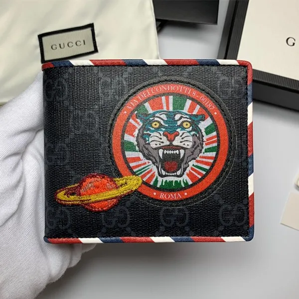 Ví Nam Gucci GG Supreme Monogram Night Courrier Bi-Fold Wallet Màu Đen Xám - Túi xách - Vua Hàng Hiệu