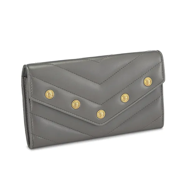 Ví Nữ Chanel Grey Lambskin Chevron Stud Wallet Màu Xám - Túi xách - Vua Hàng Hiệu