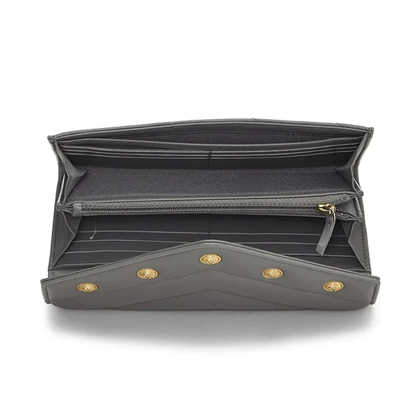 Ví Nữ Chanel Grey Lambskin Chevron Stud Wallet Màu Xám - Túi xách - Vua Hàng Hiệu