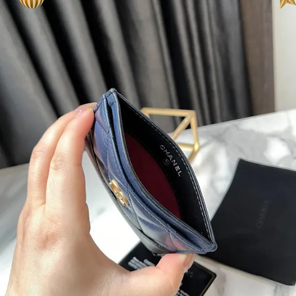 Ví Nữ Chanel Quilted Calfskin Gabrielle Card Holder Màu Xanh Đen - Túi xách - Vua Hàng Hiệu