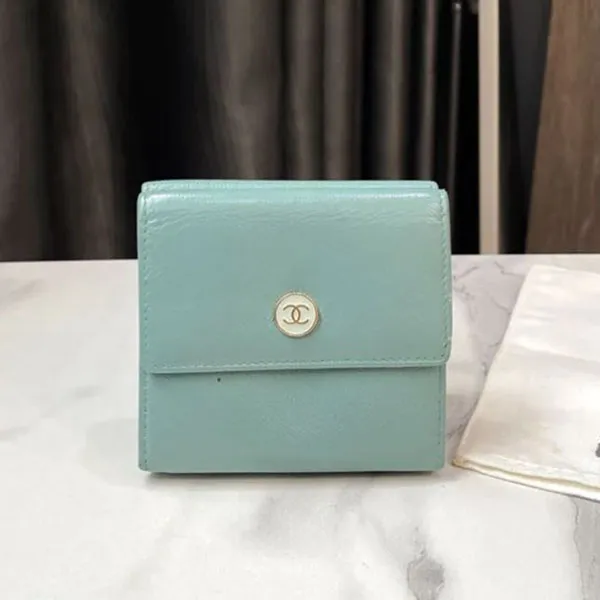 Ví Nữ Chanel Wallet Purse Coco Button Blue Màu Xanh - Túi xách - Vua Hàng Hiệu