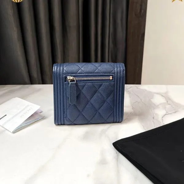 Ví Nữ Chanel Wallets AP0814 GP Short Button Wallet Màu Xanh