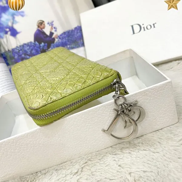 Ví Nữ Dior Zippy Python Leather Long Wallet Màu Xanh Cốm