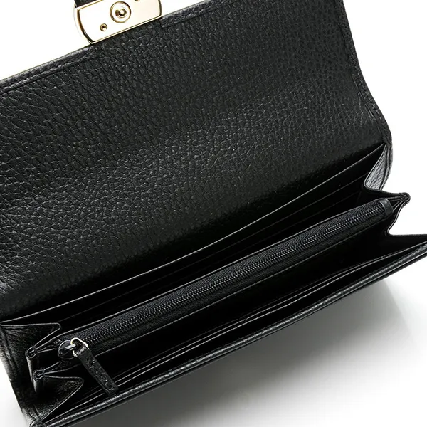Ví Nữ Gucci GG Long Wallet Interlocking Logo Leather Black Màu Đen