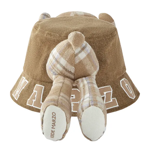 Mũ 13 De Marzo Bear In Wormhole Denim Bucket Hat Brown Màu Nâu