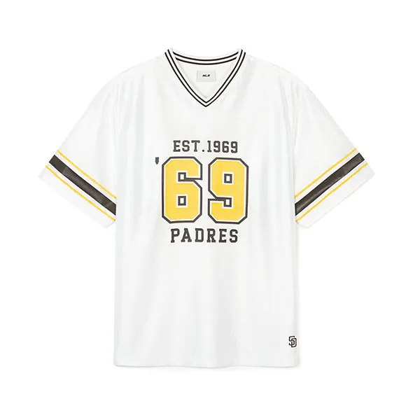 Áo Bóng Đá MLB Tshirt Varsity Number V Overfit San Diego Padres 3ATSV1143-13WHS Màu Trắng