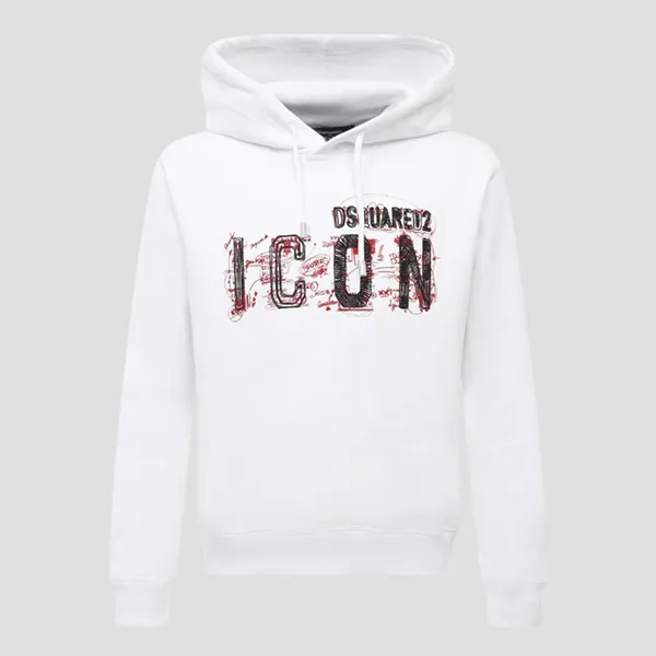 Áo Hoodie Nam Dsquared2 White With ICON Logo Printed S79GU0113 S25516 100W Màu Trắng