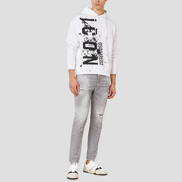 Áo Hoodie Nam Dsquared2 White With ICON SPLASH Logo Printed S79GU0115 S25516 100W Màu Trắng Size S - Thời trang - Vua Hàng Hiệu