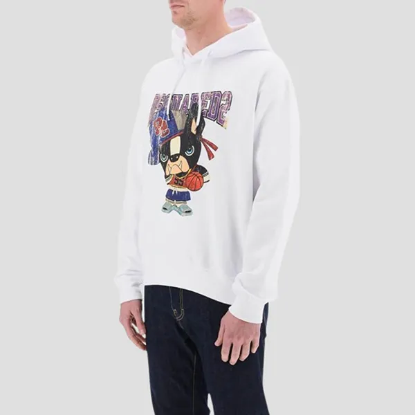 Áo Hoodie Nam Dsquared2 White With Logo Printed S74GU0756 S25551 100W Màu Trắng