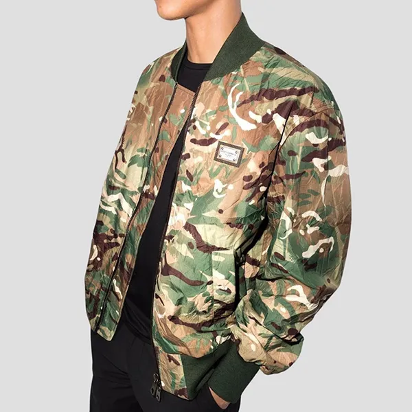 Áo Khoác Nam Dolce & Gabbana D&G Bomber Green Camo Printed G9XC3T FSSG6 HH3IS Phối Màu - 1