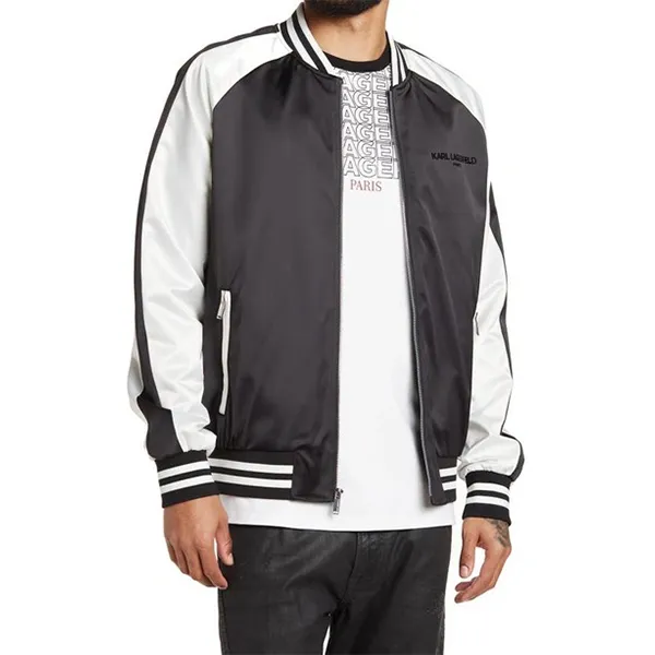 Áo Khoác Nam Karl Lagerfeld Color Block Bomber Jacket In Black White Màu Đen Trắng Size L - Thời trang - Vua Hàng Hiệu