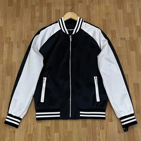 Áo Khoác Nam Karl Lagerfeld Color Block Bomber Jacket In Black White Màu Đen Trắng Size L - Thời trang - Vua Hàng Hiệu