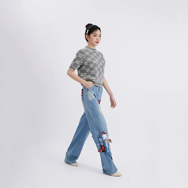 Áo Len Nữ Gucci Grey With GG Logo Printed 770059XKCNA1130 Màu Xám - Thời trang - Vua Hàng Hiệu