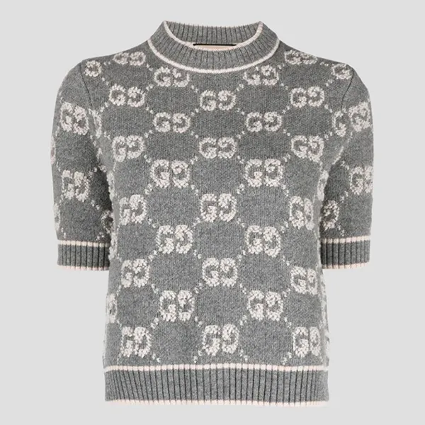 Áo Len Nữ Gucci Grey With GG Logo Printed 770059XKCNA1130 Màu Xám - Thời trang - Vua Hàng Hiệu