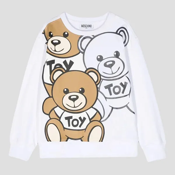 Áo Nỉ Sweater Nữ Moschino White With Teddy Logo Printed HNF07HLCA5810101 Màu Trắng