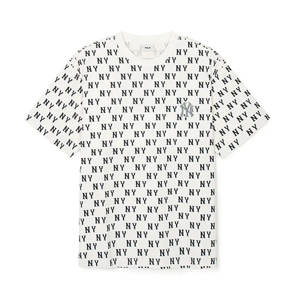 Áo Phông MLB Overfit New York Yankees 3ATSM0843-50CRS Tshirt Màu Kem Size M