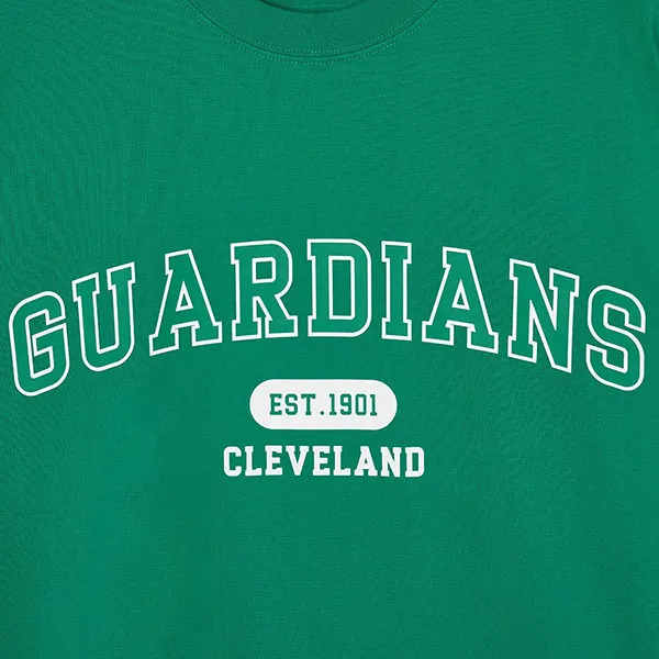 Áo Phông MLB Overfit Varsity Cleveland Guardians 3ATSV0243-45GNP Tshirt Màu Xanh Green