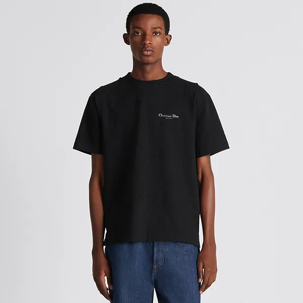 Áo Phông Nam Dior Black With Logo Printed Tshirt 343J636A0849_C980 Màu Đen