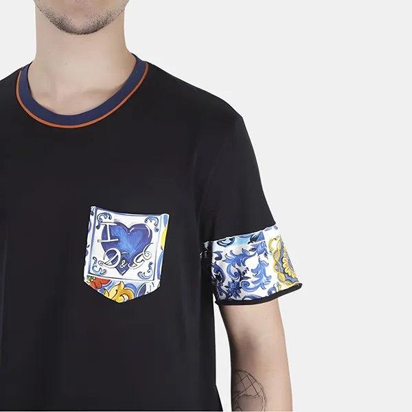 Áo Phông Nam Dolce & Gabbana D&G T-Shirt Họa Tiết G8JD0T G7OLW Màu Đen Size 44