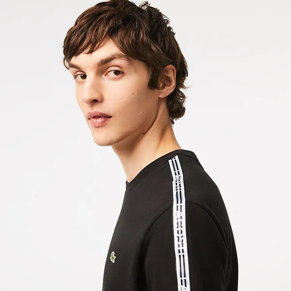 Áo Phông Nam Lacoste Men's Regular Fit Logo Stripe T-shirt TH5071 031 Màu Đen Size 3