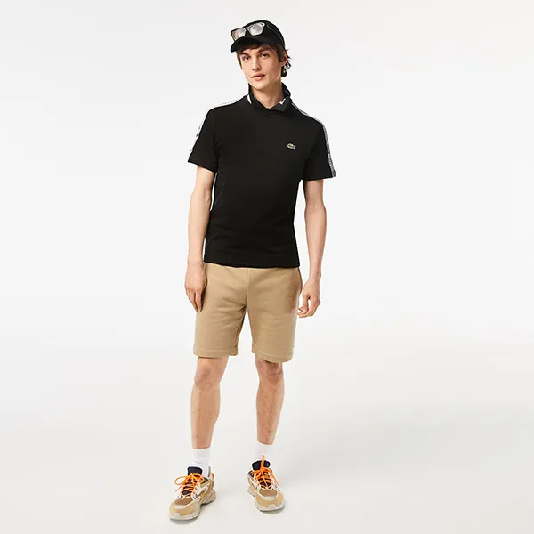 Áo Phông Nam Lacoste Men's Regular Fit Logo Stripe T-shirt TH5071 031 Màu Đen Size 3