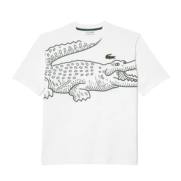 Áo Phông Nam Lacoste Men's Round Neck Loose Fit Crocodile Print T-shirt TH5511-51 Màu Trắng Size 3 - Thời trang - Vua Hàng Hiệu